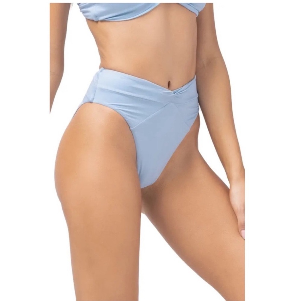 L*Space Shimmer Nancy Lee Bitsy Cut Bikini Bottoms in Sky Blue SZ XS NWOT